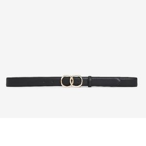 EXPRESS | Black Skinny Double O-ring Belt - Size L